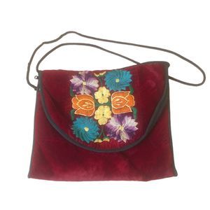 Vintage 90s velvet embroidered crossbody bag